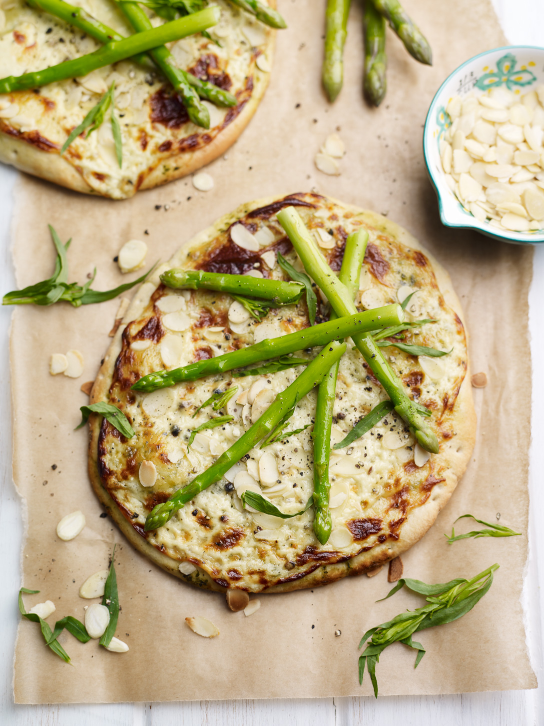 Asparagus Tarragon & Almond Pizza Bianco British Asparagus