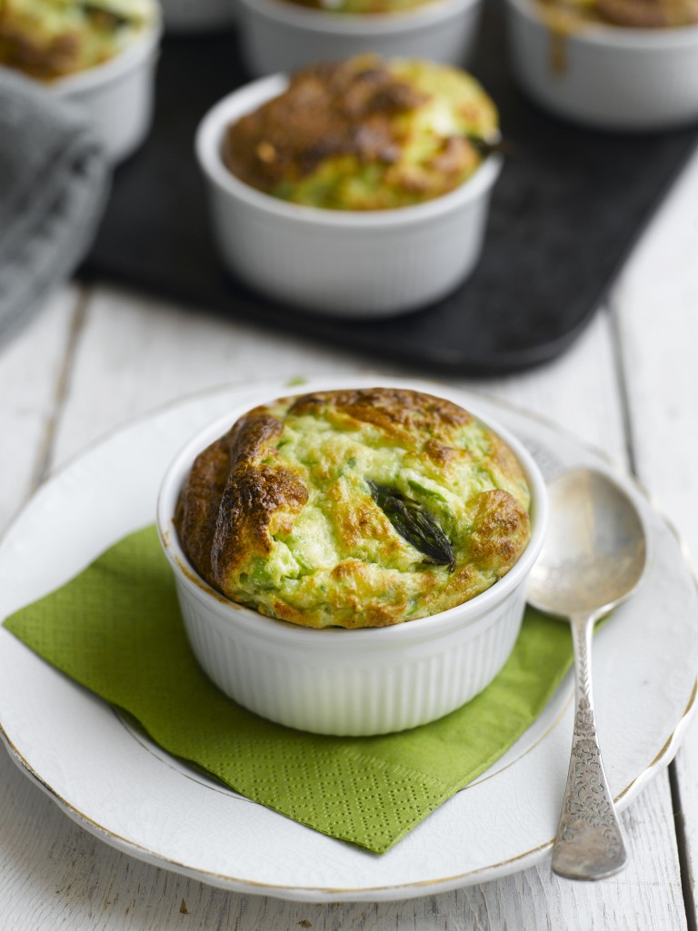 British asparagus, pea & goats’ cheese soufflés British Asparagus