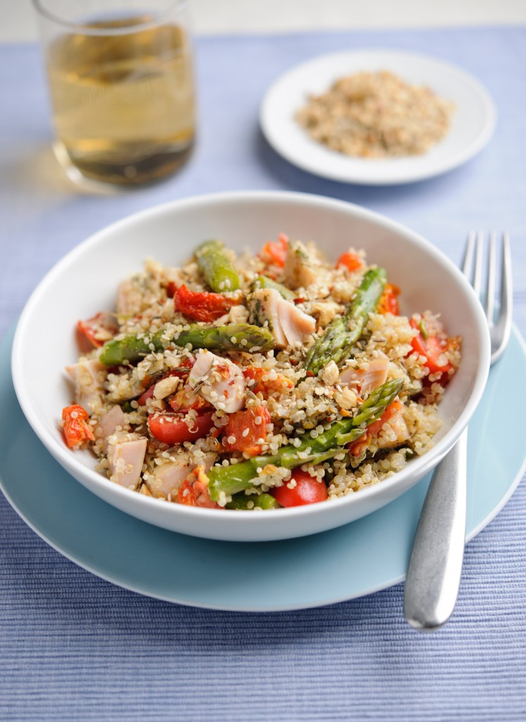 British asparagus, quinoa and smoked chicken salad British Asparagus