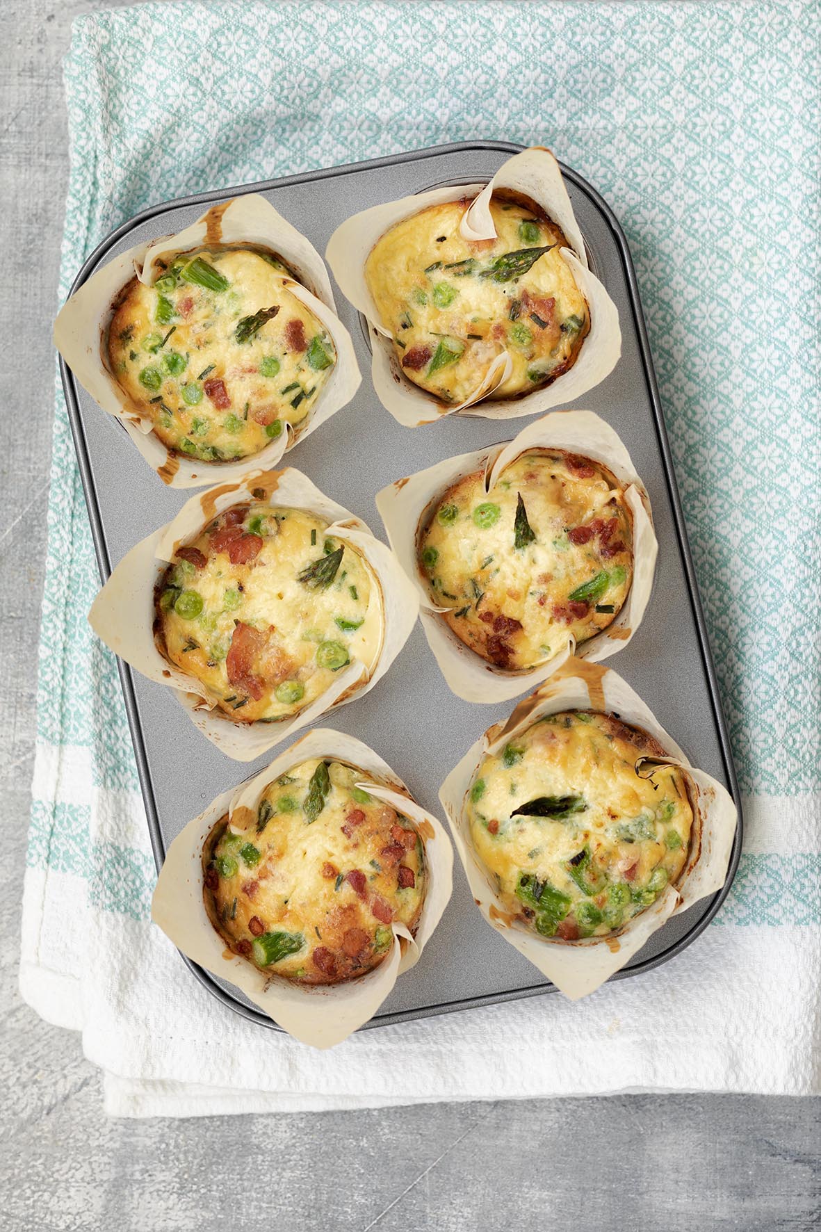 British asparagus, pea and bacon mini frittatas British Asparagus
